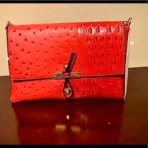 Croc and ostrich crossbody handbag